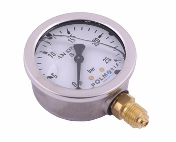 Manometr glicerynowy M63 0-25 bar dolne przyłącze G1/4" POLMO