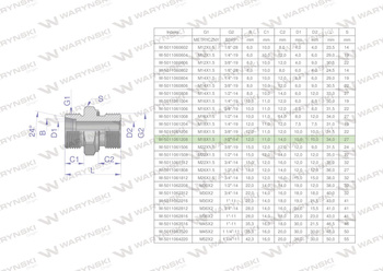 Przyłączka hydrauliczna BB (XGE) M18x1.5 12L x 1/2" BSP ED Waryński ( sprzedawane po 10 )
