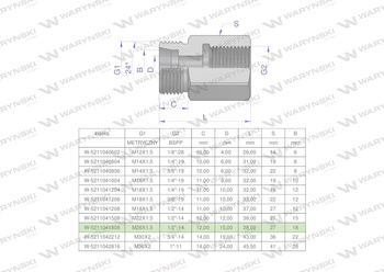 Tulejka różnicowa hydrauliczna AB M26x1.5 18L GZ x 1/2" BSP Waryński