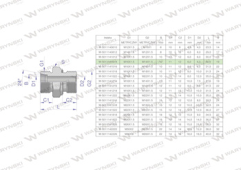 Przyłączka hydrauliczna metryczna BB (XGE) M16x1.5 10L x M14x1.5 ED Waryński ( sprzedawane po 5 )