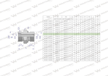 Przyłączka hydrauliczna metryczna BB (XGE) M16x1.5 10L x M22x1.5 ED Waryński ( sprzedawane po 5 )