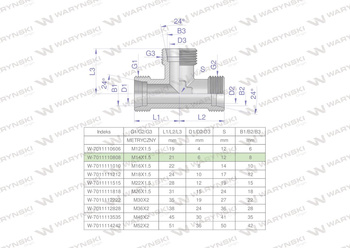 Trójnik hydrauliczny metryczny BBB M14x1.5 08L (XT) Waryński ( sprzedawane po 2 )