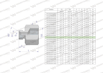 Tulejka różnicowa hydrauliczna calowa AB 1/2"GZ x 1/4"GW BSP Waryński ( sprzedawane po 2 )