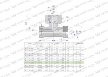 Trójnik hydrauliczny symetryczny metryczny BAB M30x2 22L (XEVT) Waryński