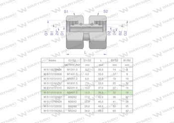 Złączka hydrauliczna metryczna AA M26x1.5 18L Waryński