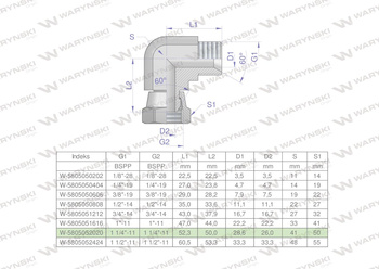 Kolanko hydrauliczne calowe AB 1 1/4" BSP Waryński