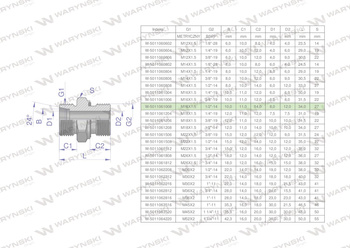 Przyłączka hydrauliczna BB (XGE) M16x1.5 10L x 1/2" BSP ED Waryński ( sprzedawane po 10 )