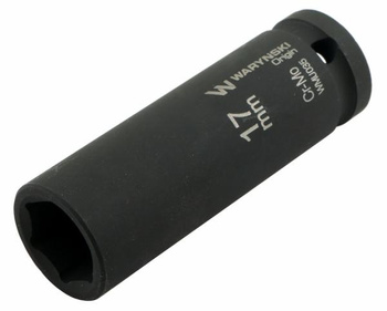 Nasadka udarowa sześciokątna długa 1/2". 17 mm. CrMo. DIN 3129. Waryński