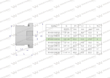 Korek hydrauliczny calowy (na imbus) 3/8" BSP ED Waryński ( sprzedawane po 10 )