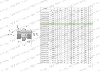 Przyłączka hydrauliczna BB (XGE) M14x1.5 08L x 1/2" BSP ED Waryński ( sprzedawane po 5 )