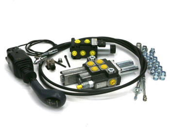 Zestaw 40L do ładowacza czołowego: Rozdzielacz 2-sek.(1 pływająca) + Elektrozawór + Joystick z przyciskiem na widełki + El.zł.+ Linki 2000mm Waryński