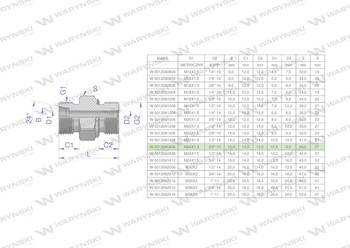 Przyłączka hydrauliczna (odmiana ciężka XGE) BB M24x1.5 16S x 3/8" BSP ED Waryński ( sprzedawane po 5 )