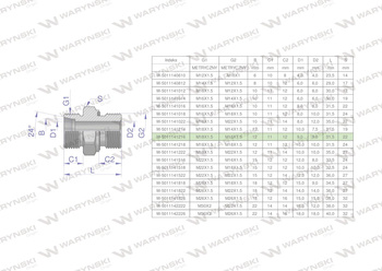 Przyłączka hydrauliczna metryczna BB (XGE) M18x1.5 12L x M16x1.5 ED Waryński ( sprzedawane po 10 )