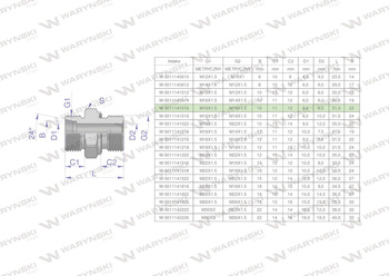Przyłączka hydrauliczna metryczna BB (XGE) M16x1.5 10L x M16x1.5 ED Waryński ( sprzedawane po 5 )