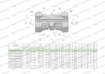 Złączka hydrauliczna calowa AA 1/4" BSP Waryński ( sprzedawane po 2 )