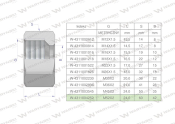 Nakrętka hydrauliczna metryczna (M42L) M52x2 42L Waryński ( sprzedawane po 2 )