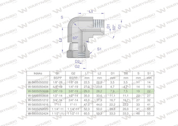 Kolanko hydrauliczne calowe AB 3/8" BSP Waryński