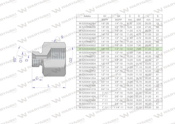 Tulejka różnicowa hydrauliczna calowa AB 3/8"GZ x 1/4"GW BSP Waryński ( sprzedawane po 2 )