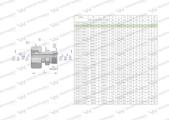 Złączka hydrauliczna metryczna AB (XKOR) A-M16x1.5 10L / B-M12x1.5 06L Waryński ( sprzedawane po 2 )