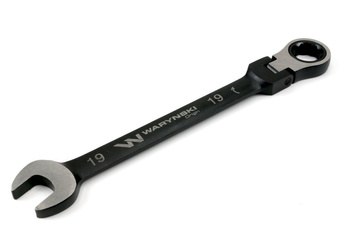 Klucz płasko-oczkowy 19 mm z grzechotką 72 zęby i przegubem Waryński