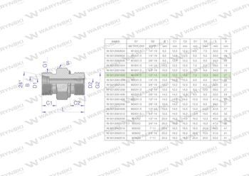Przyłączka hydrauliczna (odmiana ciężka XGE) BB M18x1.5 10S x 1/2" BSP ED Waryński ( sprzedawane po 5 )