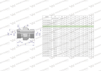 Przyłączka hydrauliczna (odmiana ciężka XGE) BB M18x1.5 10S x 1/4" BSP ED Waryński ( sprzedawane po 5 )