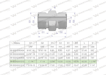 Złączka hydrauliczna calowa BB 1" ORFS (UNF) Waryński