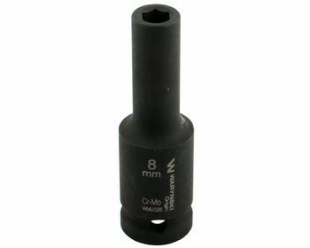 Nasadka udarowa sześciokątna długa 1/2". 8 mm. CrMo. DIN 3129. Waryński