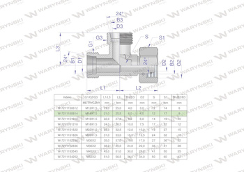 Trójnik hydrauliczny niesymetryczny metryczny BBA M14x1.5 08L (XEVL) Waryński ( sprzedawane po 2 )