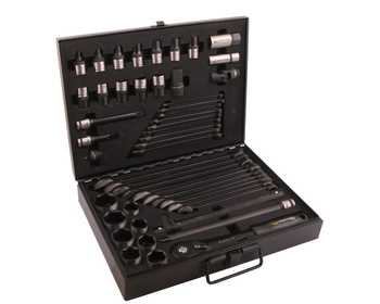 Zestaw nasadek 1./2 z grzechotką i kluczami w kasecie metalowej 49 el. Waryński