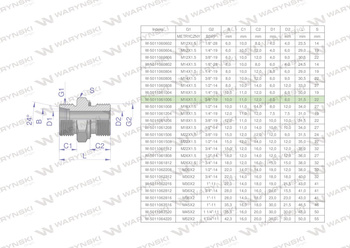 Przyłączka hydrauliczna BB (XGE) M16x1.5 10L x 3/8" BSP ED Waryński ( sprzedawane po 10 )