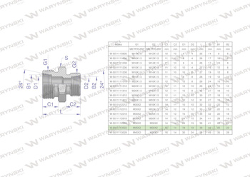 Złączka hydrauliczna redukcyjna metryczna BB M45x2 35L / M30x2 22L (XG) Waryński