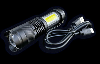 Latarka kompaktowa LED COB aluminiowa obudowa 200 lm z funkcją oświetlenia warsztatowego 500mAh USB Teger