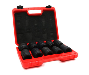 Zestaw nasadek udarowych  1"  10 cz. 24. 27. 30. 32. 33. 34 .36. 38. 41. 46  mm ze stali CrMo DIN 3129 Waryński