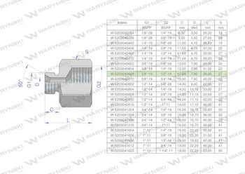 Tulejka różnicowa hydrauliczna calowa AB 3/8"GZ x 1/2"GW BSP Waryński ( sprzedawane po 2 )