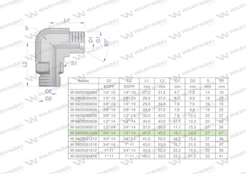 Kolanko hydrauliczne nastawne calowe BB 3/4" x 1/2" BSP z regulacją Waryński