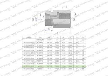 Tulejka różnicowa hydrauliczna AB M30x2 22L GZ x 3/4" BSP GW Waryński