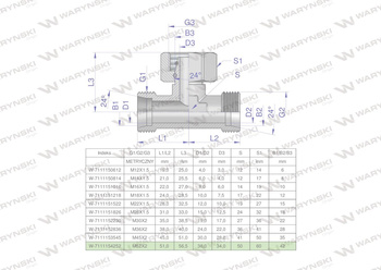 Trójnik hydrauliczny symetryczny metryczny BAB M52x2 42L (XEVT) Waryński