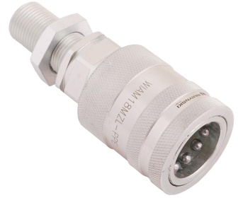 Szybkozłącze hydrauliczne gniazdo long M18x1.5 gwint zewnętrzny EURO PUSH-PULL (9100818GL) (ISO 7241-A) Waryński (opakowanie 50szt)