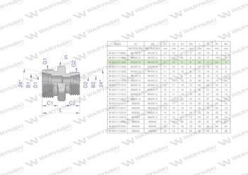 Złączka hydrauliczna redukcyjna metryczna BB M16x1.5 10L / M14x1.5 08L (XG) Waryński ( sprzedawane po 5 )
