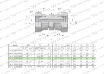 Złączka hydrauliczna calowa AA 1/2" BSP Waryński ( sprzedawane po 2 )