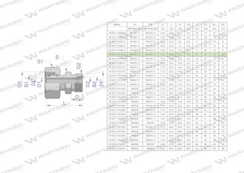 Złączka hydrauliczna metryczna AB (XKOR) A-M18x1.5 12L / B-M16x1.5 10L Waryński ( sprzedawane po 2 )