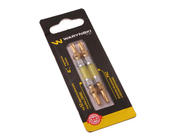 Końcówki wkrętakowe z absorberem PH2 65mm Waryński komplet w blistrze dwusztukowym