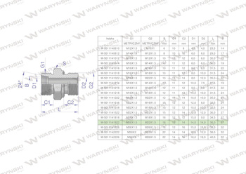 Przyłączka hydrauliczna metryczna BB (XGE) M26x1.5 18L x M22x1.5 ED Waryński ( sprzedawane po 2 )