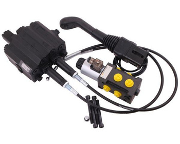 Zestaw 90L do ładowacza czołowego: Rozdzielacz + Elektrozawór + Joystick z przyciskiem + Linki na kulkę stalową 2000mm Waryński