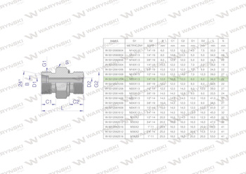 Przyłączka hydrauliczna (odmiana ciężka XGE) BB M20x1.5 12S x 1/4" BSP ED Waryński ( sprzedawane po 5 )