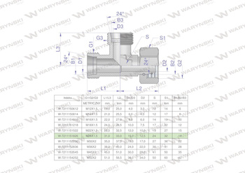 Trójnik hydrauliczny niesymetryczny metryczny BBA M26x1.5 18L (XEVL) Waryński