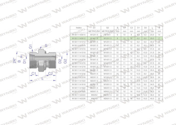 Przyłączka hydrauliczna metryczna BB (XGE) M14x1.5 08L x M12x1.5 ED Waryński ( sprzedawane po 5 )