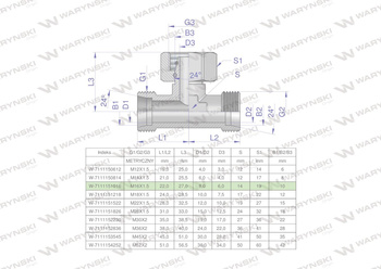 Trójnik hydrauliczny symetryczny metryczny BAB M16x1.5 10L (XEVT) Waryński ( sprzedawane po 5 )