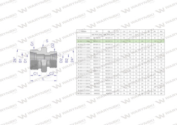 Złączka hydrauliczna redukcyjna metryczna BB M16x1.5 10L / M12x1.5 06L (XG) Waryński ( sprzedawane po 5 )